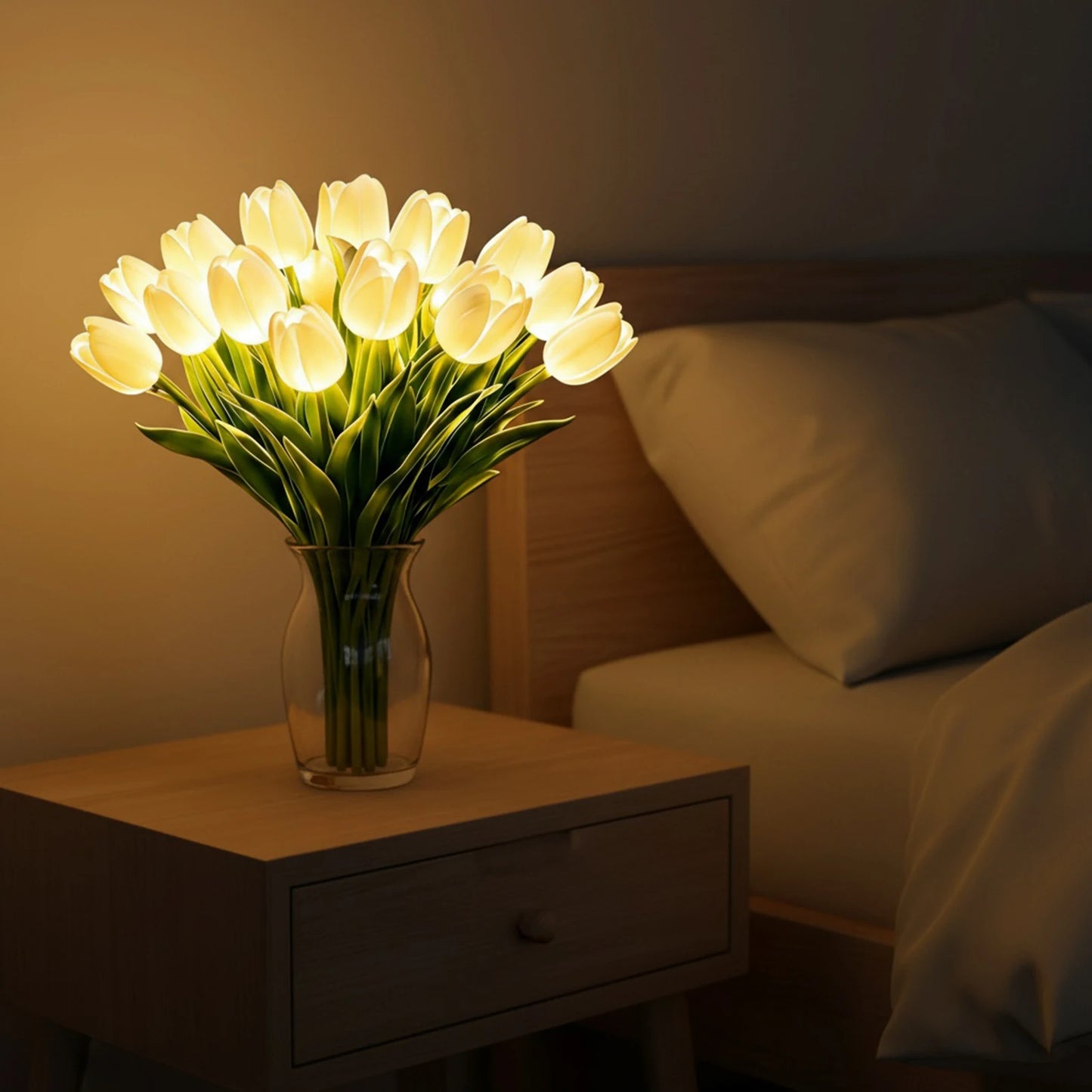 Lampara de Tulipanes LED - Luz de Ambiente Romantica de 34 cm de Altura