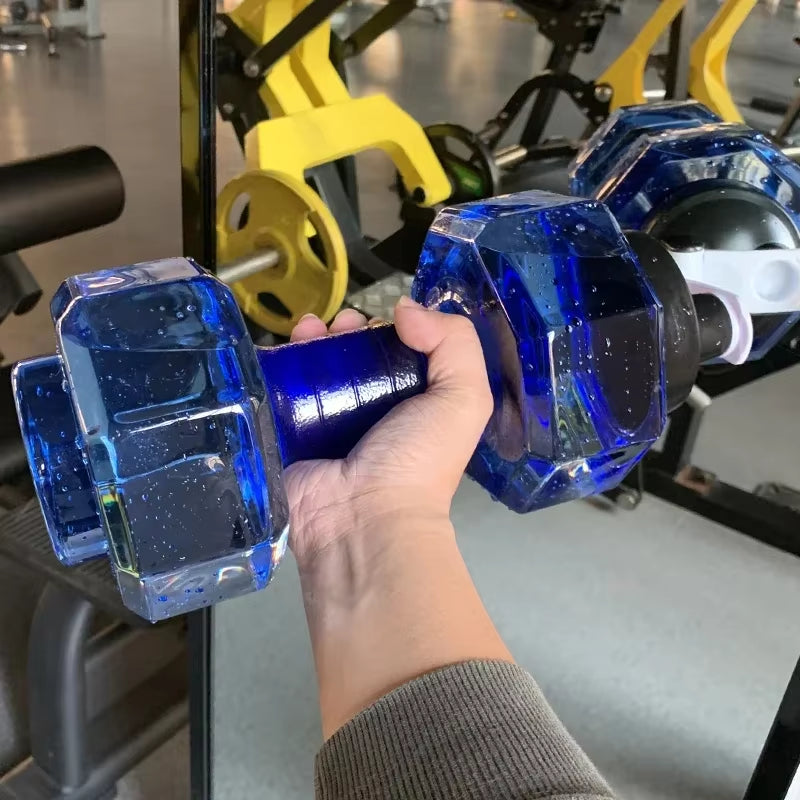 Botella de agua con mancuernas, alta capacidad, 2 litros, gimnasio, levantamiento de pesas, botella deportiva, taza espacial creativa, botella de agua para hombres