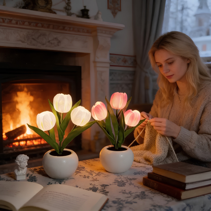Lámpara LED de Tulipanes: Flores con Luz de Ambiente para el Hogar