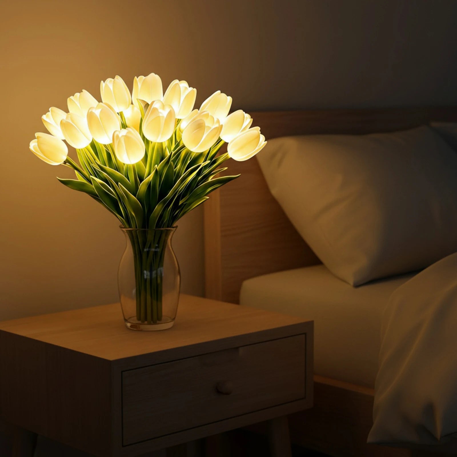 Lampara de Tulipanes LED - Luz de Ambiente Romantica  de 34 cm de Altura