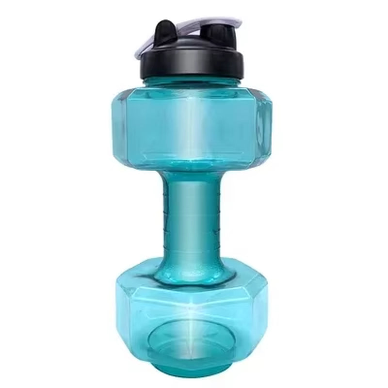Botella de agua con mancuernas, alta capacidad, 2 litros, gimnasio, levantamiento de pesas, botella deportiva, taza espacial creativa, botella de agua para hombres