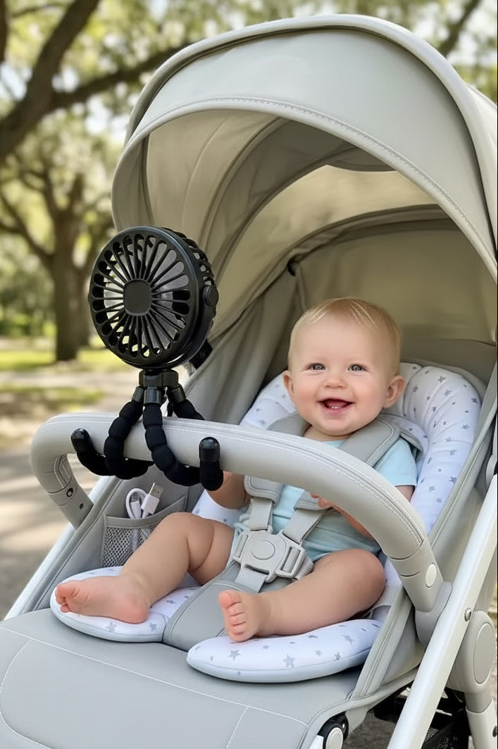 Ventilador Portátil Multiusos para Bebé – Carrito, Coche y Cuna