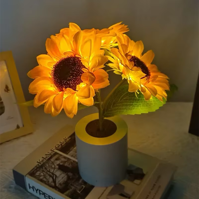 Lámpara LED Girasol: Luz de Noche Cálida y Decoración para el Hogar